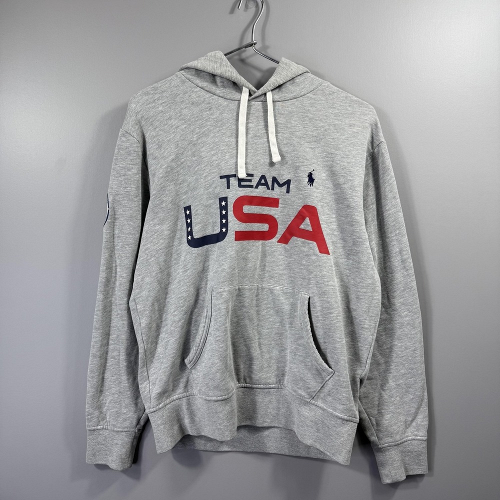 Team USA Hoodie Mens Large Gray Olympic Sweatshirt Polo Ralph Lauren 2022